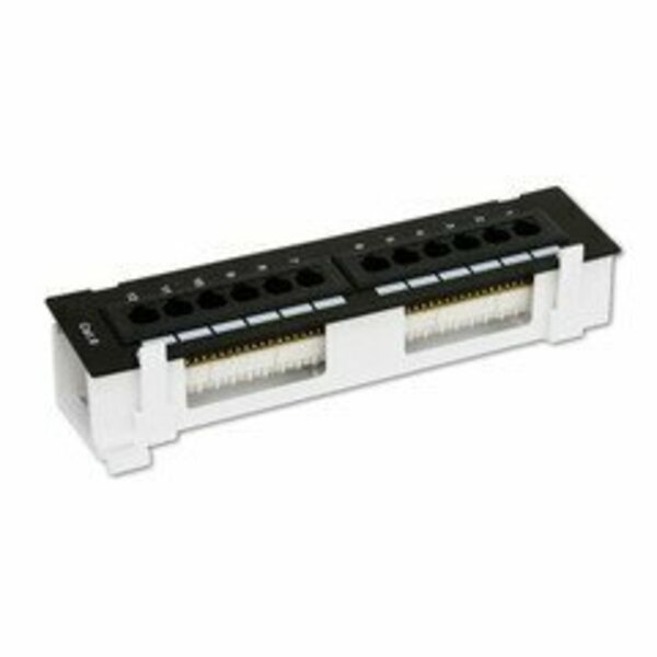 Swe-Tech 3C Wall Mount 12 Port Cat6 Patch Panel, 110 Type, 568A & 568B Compatible, 10 inch FWT69BK-06012-10
